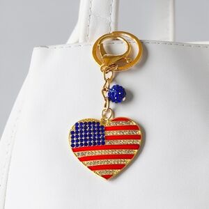 Patriotic Heart Bag Charm / Keychain